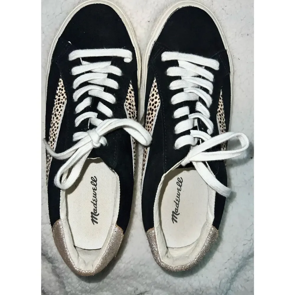 Madewell Women Sidewalk Low Top Animal Print Leather Sneakers AA177 - size 7